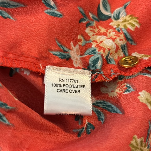 Speed Limit M P H Red Floral Mini Dress Button 3/4 Short Sleeves Elastic Waist S - Picture 15 of 16